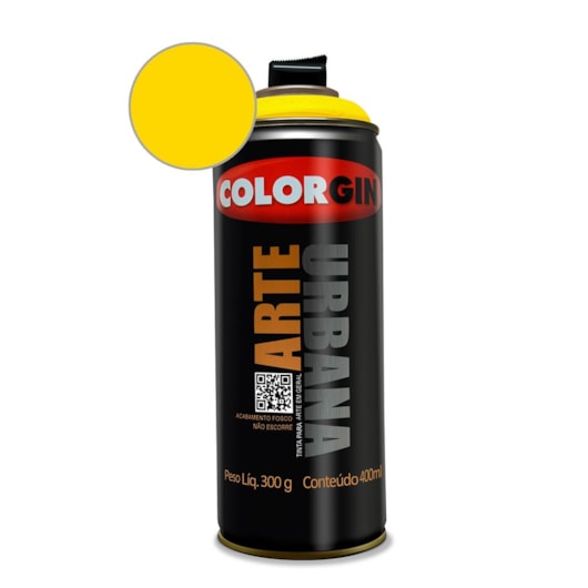 Tinta Spray Arte Urbana Amarelo Sol Colorgin 350g - Imagem principal - e280d0ec-ed05-4af0-bb77-eb558aa13e31
