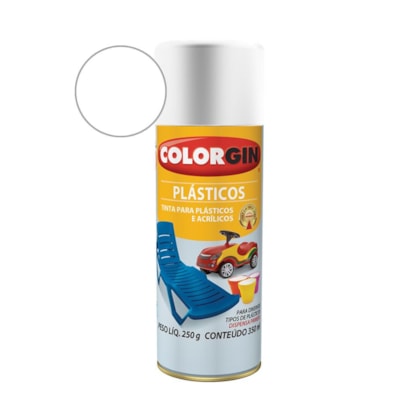 Tinta Spray  Brilhante Plástico Branco Colorgin 250g