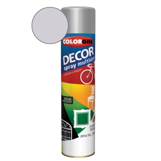 Tinta Spray Decor Aluminio Colorgin 500 250g - Imagem principal - 31f0e8ed-faff-41d7-9c2d-b4fa9dfb936e