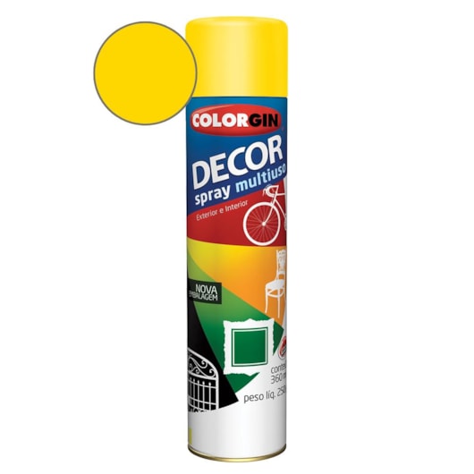 Tinta Spray Decor Amarelo Colorgin 250g - Imagem principal - 191e08de-6a90-4835-b34e-c6536078ae07