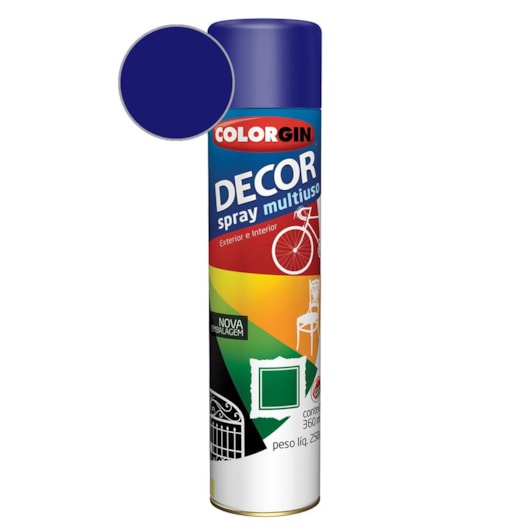 Tinta Spray Decor Azul Colonial Colorgin 250g - Imagem principal - ef9cd815-26e4-478c-92ea-d6e5b78ec850