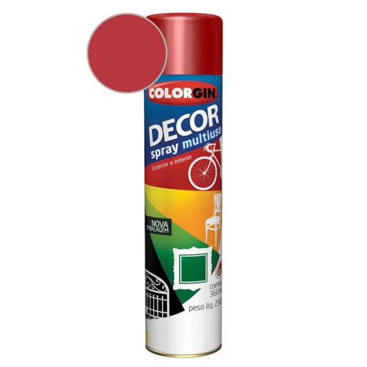 Tinta Spray Decor Vermelho Metalico Colorgin 250g - Imagem principal - a7ab7d32-3c6b-4840-b013-d0f72f48ce72
