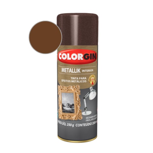 Tinta Spray  Metallik Bronze  Colorgin 250g - Imagem principal - 7d0bc74a-ea51-4261-9963-ed957b645bb0