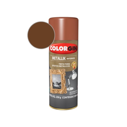 Tinta Spray  Metallik Bronze  Colorgin 250g - Imagem principal - 8c5a905a-f4c5-4e3e-a084-7d706fc73d3e