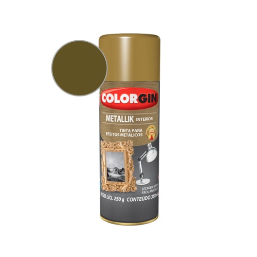 Tinta Spray  Metallik Dourado Colorgin 250g - Imagem principal - 07f48833-8dde-4570-b9e5-4f840a40df6a