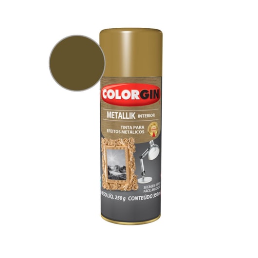 Tinta Spray  Metallik Ouro  Colorgin 250g - Imagem principal - c68e2642-e2f4-4888-91ef-5c72f30fcab5