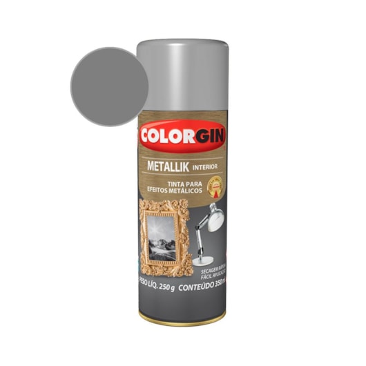 Tinta Spray  Metallik Prata Colorgin 250g - Imagem principal - 0a4dcca6-ae27-4806-9256-23e1355f7eb7