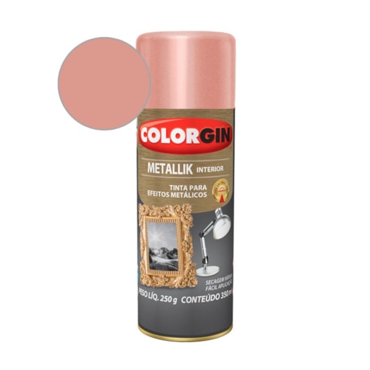 Tinta Spray Metallik Rose Gold  Colorgin 235g - Imagem principal - 4b9e8766-29b9-4a11-baaa-3302fe806ef9