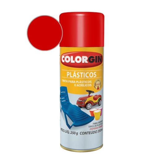 Tinta Spray  Plástico Vermelho Malagueta Colorgin 250g - Imagem principal - 3a588838-629b-4876-abfa-a16cf10501c2