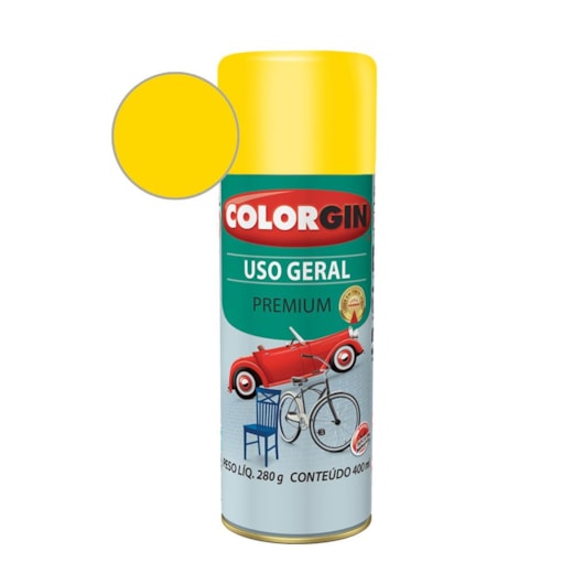 Tinta Spray  Premium Uso Geral Amarelo Colorgin 280g - Imagem principal - e2335025-b618-4ac2-8f1f-40aede35fbfa