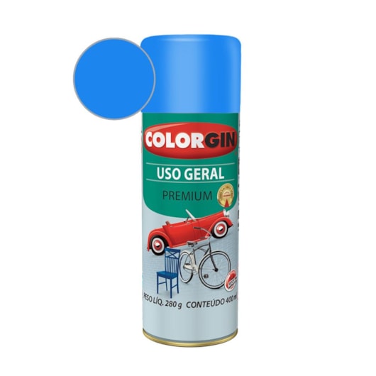 Tinta Spray  Premium Uso Geral Azul Médio Colorgin 280g - Imagem principal - 343dcc9f-2872-4fbf-9efc-98ba549d1531
