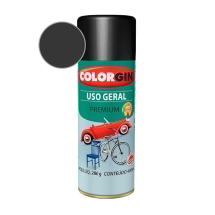 Tinta Spray Premium Uso Geral Para Bicicleta Preto Colorgin 280g