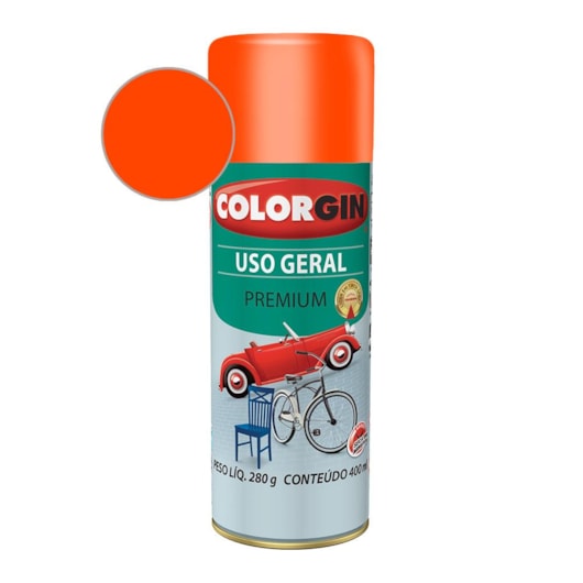 Tinta Spray Uso Geral Premium Laranja Acabamento Brilhante Colorgin 280g - Imagem principal - 2b171efc-f870-4598-aaf0-195d96639b74