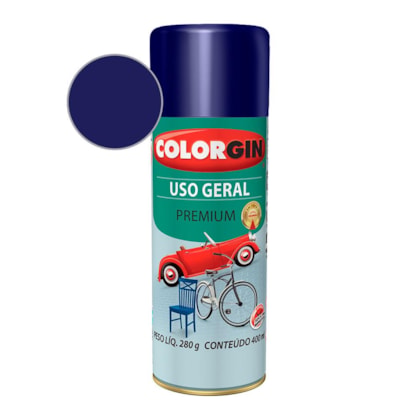Tinta Spray Uso Geral Premium Metálico Azul Angra Colorgin 280g