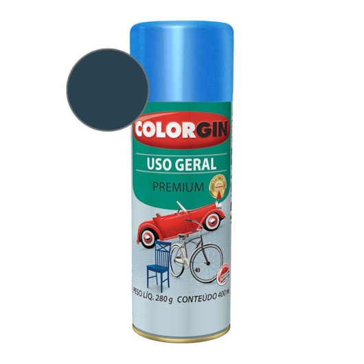 Tinta Spray Uso Geral Premium Metálico Azul Copacabana Colorgin 280g - Imagem principal - 5b31b1c8-fb00-457a-b390-6848681a37be