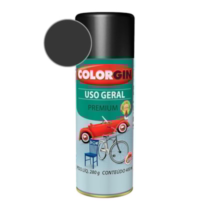 Tinta Spray Uso Geral Premium Metalico Preto Fosco Colorgin 280g