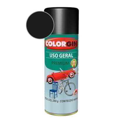 Tinta Spray Uso Geral Premium Metalico Preto Rapido Colorgin 280g