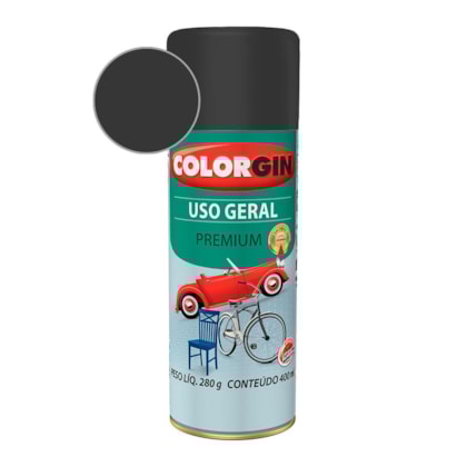 Tinta Spray Uso Geral Premium Metalico Preto Semi Brilho Colorgin 280g