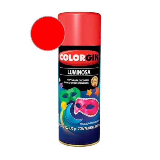 Tinta Spray  Vermelho  Luminosa Colorgin 235g - Imagem principal - 9f443ddc-573f-4e5e-90e1-4f37a2171767