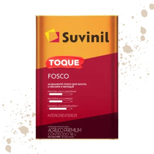 Tinta Toque Fosco Clássica Areia Suvinil 18L - Imagem principal - d3b7b536-0d93-4b25-b9ab-b001d03341bd