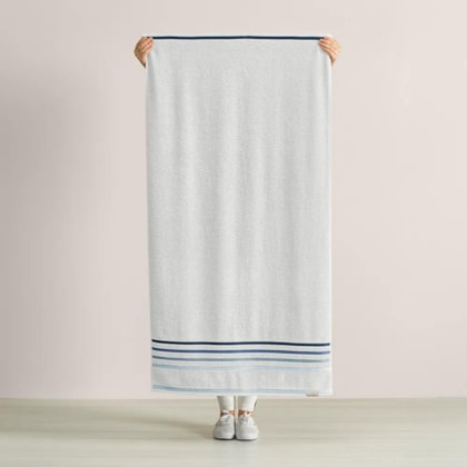 Toalha De Banho Lumina Branco Com Azul Karsten 70x140cm