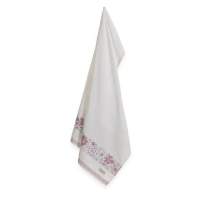 Toalha De Banho Yuna Branco Com Rosa Karsten 70x135cm