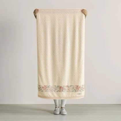 Toalha De Banho Yuna Vanilla Com Laranja Karsten 70x135cm
