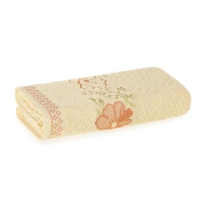 Toalha De Banho Yuna Vanilla Com Laranja Karsten 70x135cm