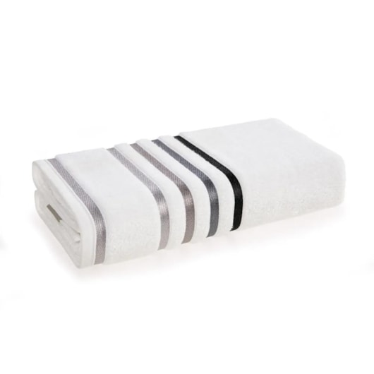 Toalha De Rosto Lumina Branco Com Cinza Karsten 48x80cm - Imagem principal - e3e941d1-f391-41bf-8bef-e85508ee2265