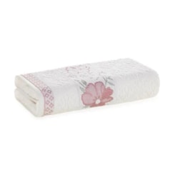 Toalha De Rosto Yuna Branco Com Rosa Karsten 48x80cm
