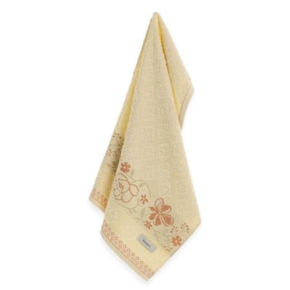 Toalha De Rosto Yuna Vanilla Com Laranja Karsten 48x80cm
