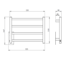 Toalheiro Aquecido Bivolt e Bilateral  Square Clean Preto Fosco Thermo 55W