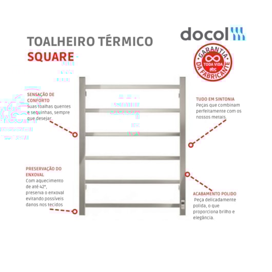 Toalheiro Térmico Cozy Square Quadrado 127v Inox Polido Docol - Imagem principal - 6a6d1fc1-573d-4faf-ae3c-1b0652cd0ba4