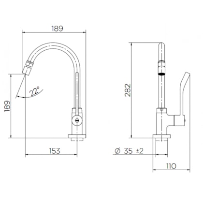 Torneira De Acessibilidade De Mesa Para Cozinha Com Alavanca  Bica Alta Benefit Cromado Docol