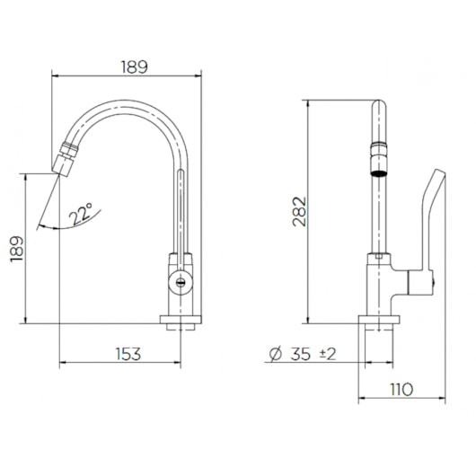 Torneira De Acessibilidade De Mesa Para Cozinha Com Alavanca  Bica Alta Benefit Cromado Docol - Imagem principal - 7be0e73b-5954-4891-b1d5-1b9963c7237b