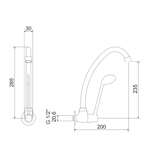 Torneira De Acessibilidade De Parede Para Cozinha Bica Móvel 1165 C58 Globalmedic Meber  - Imagem principal - 12a26430-7f82-48e9-91b9-0fb12309744f