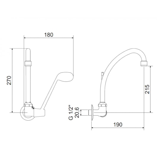 Torneira De Acessibilidade Para Cozinha Bica Móvel Parede 1187 C 58 Meber - Imagem principal - ba99751a-133d-4a0d-bb52-92ec211921b0