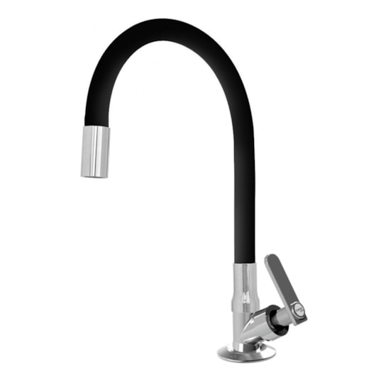 Torneira de Mesa p/Cozinha Bica Móvel Pratic Black Cromado Romar - Imagem principal - a7303077-975d-44fd-b77e-95406143392f