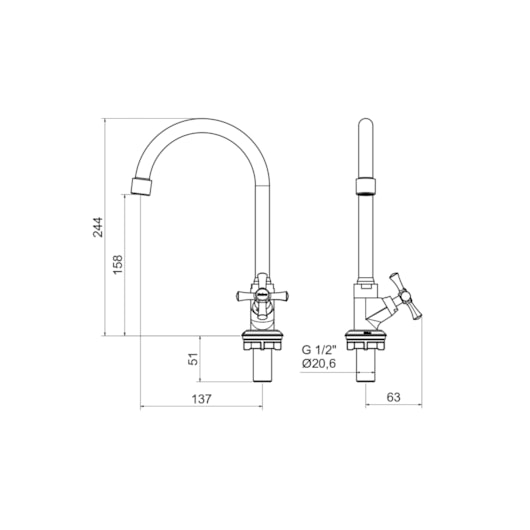 Torneira De Mesa Para Lavatório 1188 C24 1/4 Volta Tetra Cromado Meber - Imagem principal - 6af59b7b-6a6a-4175-a8b5-6ce68a61001d