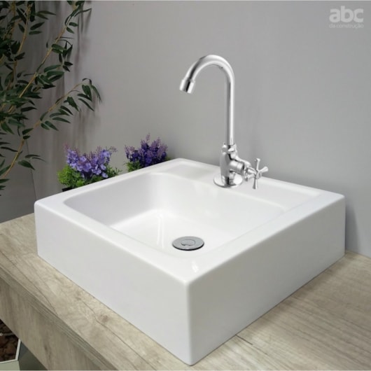 Torneira De Mesa Para Lavatório Bica Alta 1190 C24 1/4 Volta Tetra Cromado Meber - Imagem principal - 99575867-4bc9-4056-b79d-ca103071d38f