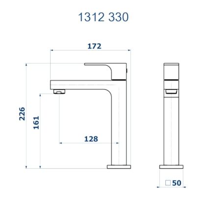 Torneira de Mesa para Lavatório Bica Média Retta 1312 BK330 Preta Fosca DN 15 1/2