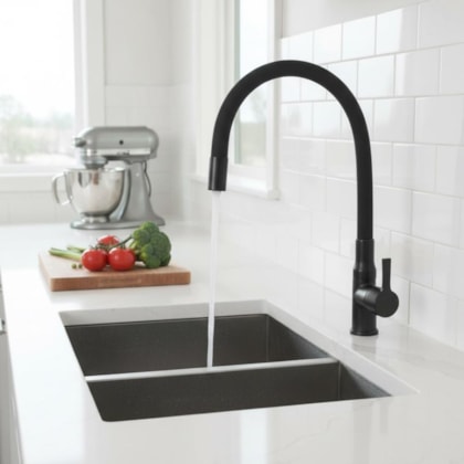 Torneira de Parede p/Cozinha Bica Móvel Colorflex All Black Easy Romar