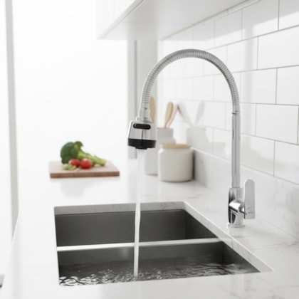 Torneira de Parede p/Cozinha Bica Movel Flex Pratic Cromada DN15/DN20 Romar