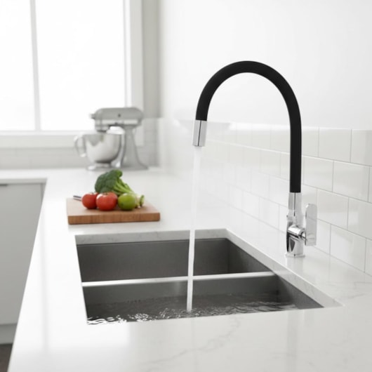 Torneira de Parede p/Cozinha Bica Móvel Pratic Black Cromado Romar - Imagem principal - 09716a21-ab77-4c90-bc0f-a16ac470f39b