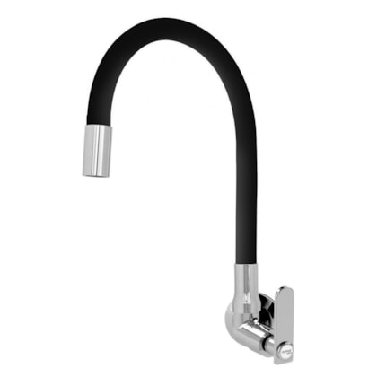 Torneira de Parede p/Cozinha Bica Móvel Pratic Black Cromado Romar