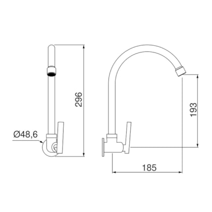 Torneira de Parede Para Cozinha Studio Black1168 B37 Lorenzetti