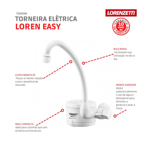 Torneira Elétrica Para Cozinha De Parede Easy 127v Lorenzetti - Imagem principal - ac03c414-ceb9-4481-9ec1-23461cdb0ca5