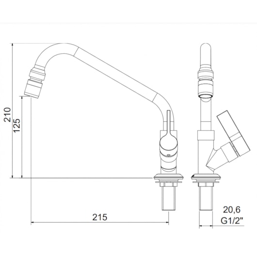 Torneira Para Cozinha Bica Móvel Balcão 1173 C 36 Meber - Imagem principal - 1c5df0b7-4598-4134-8fbe-855a3e7848b0