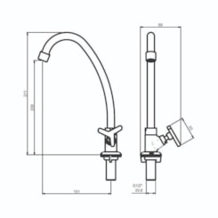 Torneira Para Cozinha De Mesa 1173 15 Bj 1/4v Preto Matte Meber