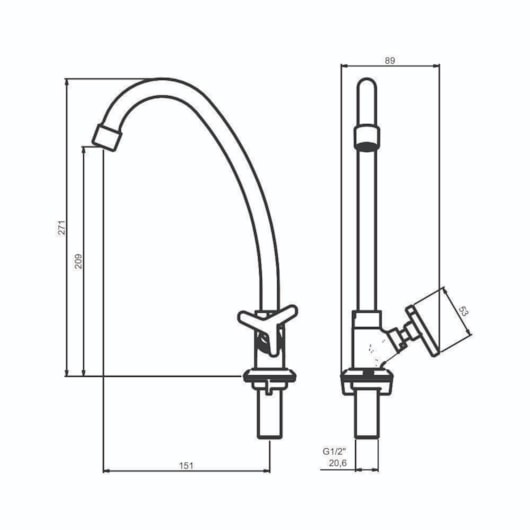 Torneira Para Cozinha De Mesa 1173 15 Bj 1/4v Preto Matte Meber - Imagem principal - badccdd9-5165-45ad-8845-7e555650e463